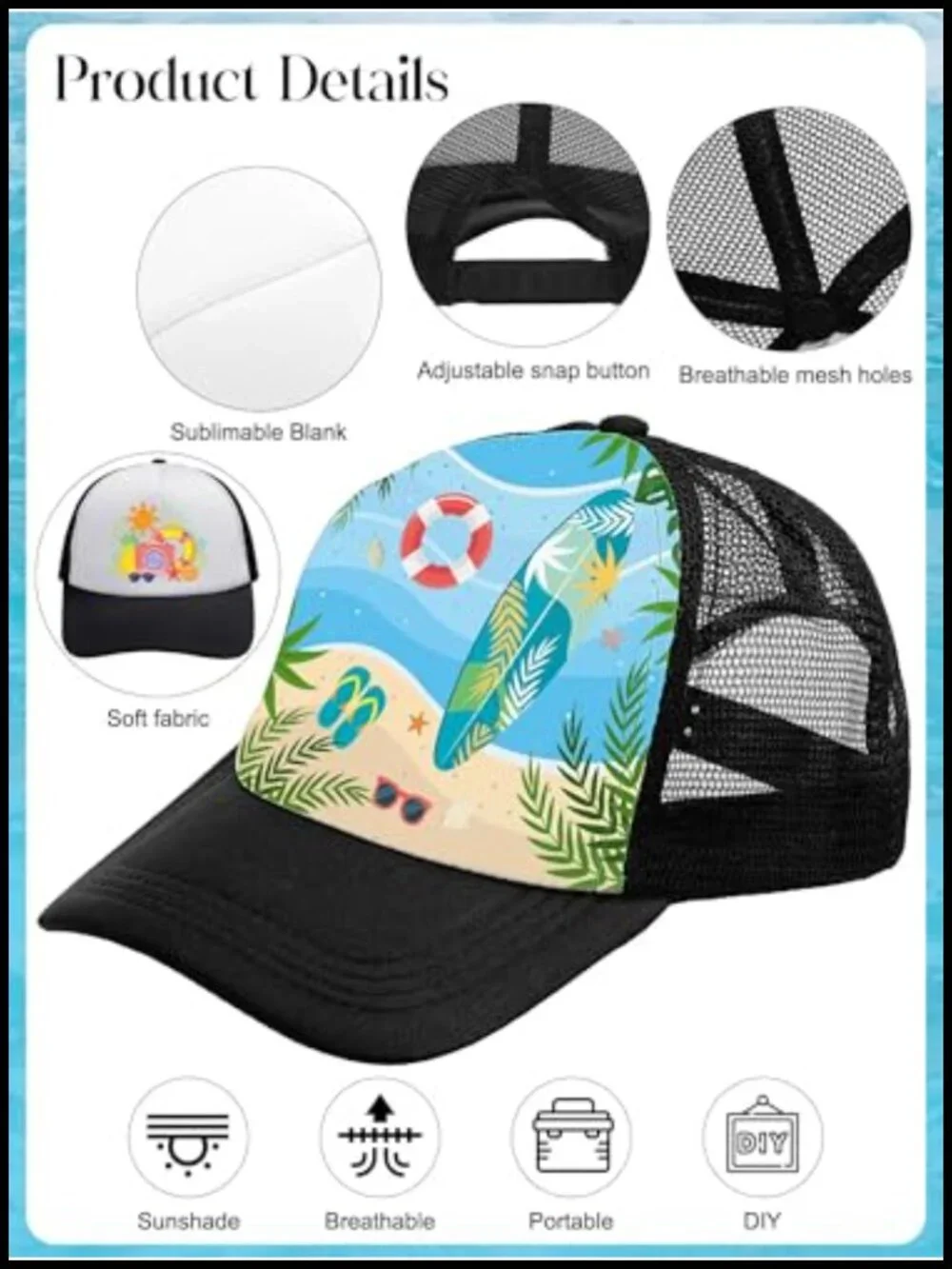 Sublimation Blank Trucker Hat Baseball Cap 20 Pack Adjustable Snapback